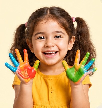 Preschool child enjoying creative hands-on learning